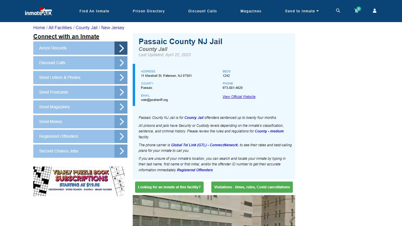 Passaic County NJ Jail - Inmate Locator - Paterson, NJ