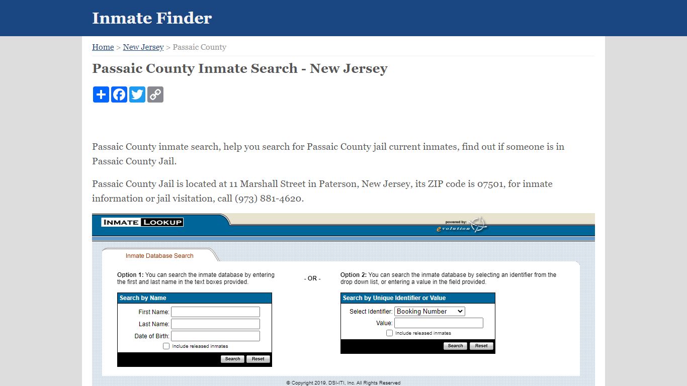 Passaic County Inmate Search - New Jersey - Inmate Finder
